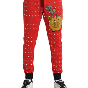 Dolce &amp; Gabbana Pantalones deportivos tipo jogger rojos del año del cerdo