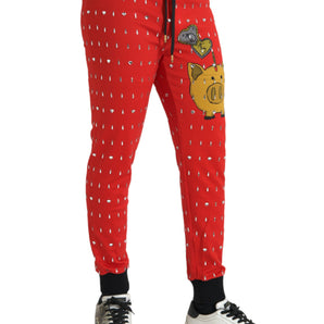 Dolce &amp; Gabbana Pantalones deportivos tipo jogger rojos del año del cerdo