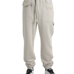 Dolce &amp; Gabbana Off White Viscose Cargo Jogger Sweatpants Pants