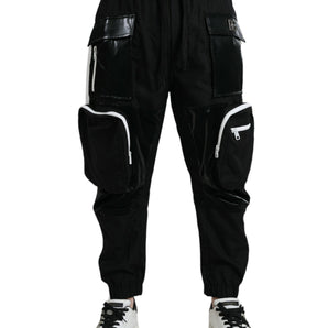 Dolce &amp; Gabbana Black Nylon Cargo Jogger Men Sweatpants Pants