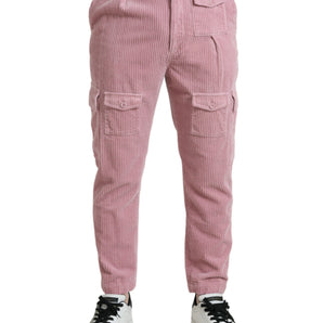 Dolce &amp; Gabbana Pink Corduroy Cotton Stretch Skinny Cargo Jeans