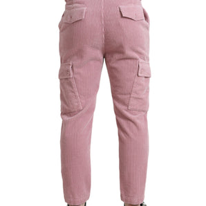 Dolce & Gabbana Pink Corduroy Cotton Stretch Skinny Cargo Jeans