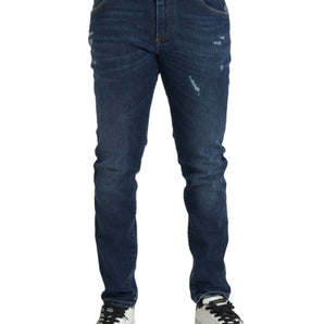 Dolce &amp; Gabbana Blue Slim Fit Cotton Skinny Men Denim Jeans