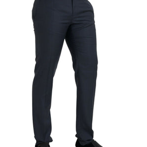 Dolce &amp; Gabbana Blue Wool Men Skinny Dress Pants