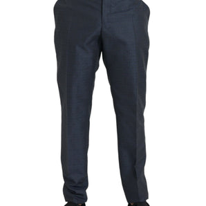 Dolce &amp; Gabbana Blue Wool Men Skinny Dress Pants