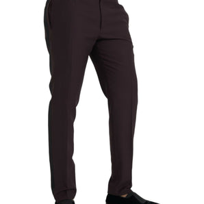 Dolce &amp; Gabbana Dark Brown Wool Slim Fit Pants