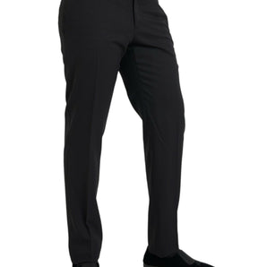 Dolce &amp; Gabbana Black Wool Men Skinny Dress Pants