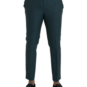 Dolce & Gabbana Green Wool Skinny Slim Dress Pants