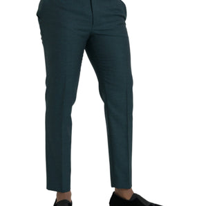 Dolce &amp; Gabbana Green Wool Skinny Slim Dress Pants