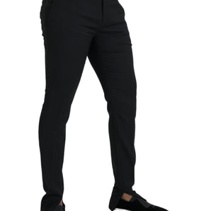 Dolce &amp; Gabbana Pantalones pitillo de hombre elásticos de lana negra