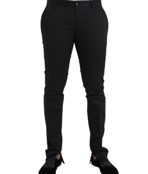 Dolce &amp; Gabbana Black Cotton Stretch Skinny Dress Pants
