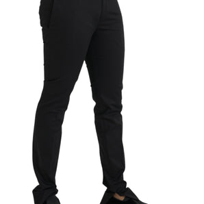 Dolce &amp; Gabbana Black Cotton Stretch Skinny Dress Pants