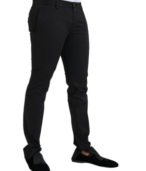 Dolce &amp; Gabbana Black Cotton Stretch Skinny Dress Pants