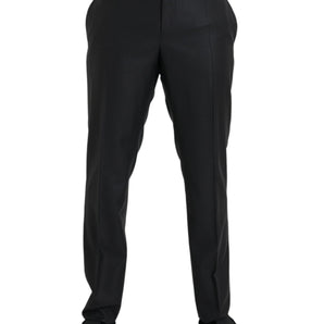 Dolce &amp; Gabbana Black Wool Silk Skinny Dress Pants