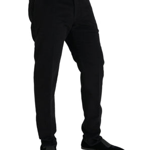 Dolce &amp; Gabbana Pantalones pitillo de terciopelo de algodón negro