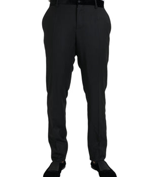 Dolce & Gabbana Black Silk Men Skinny Dress Pants