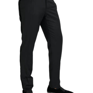 Dolce & Gabbana Black Silk Men Skinny Dress Pants