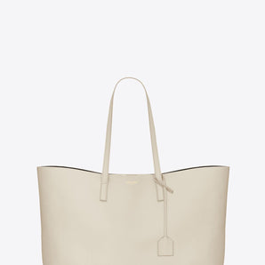 Saint Laurent White Calf Leather Tote Shoulder Bag