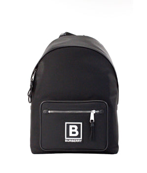 Burberry Abbeydale Branded Stamp Black Nylon Backpack Shoulder Bookbag