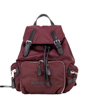 Burberry Medium Burgundy Econyl Nylon Rucksack Drawstring Backpack Bookbag