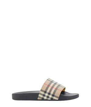 Burberry Brown Rubber Slides Sandals