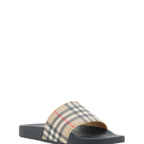 Burberry Brown Rubber Slides Sandals