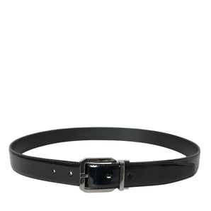 Dolce &amp; Gabbana Black Leather Silver Metal Buckle Belt Men