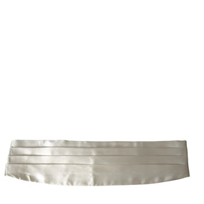 Dolce &amp; Gabbana White Men Wide Waist Silk Belt Cummerbund