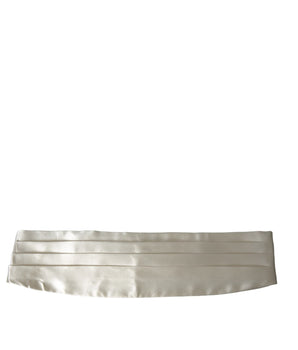 Dolce &amp; Gabbana White Men Wide Waist Silk Belt Cummerbund