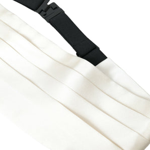 Dolce &amp; Gabbana White Men Wide Waist Silk Belt Cummerbund