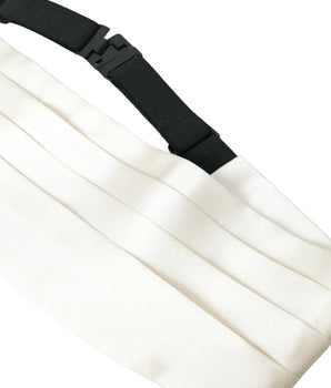 Dolce &amp; Gabbana White Men Wide Waist Silk Belt Cummerbund