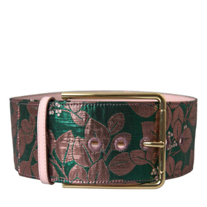 Dolce &amp; Gabbana Multicolor Floral Jacquard Lurex Gold Buckle Belt