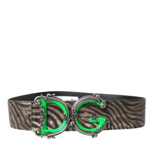 Dolce &amp; Gabbana Brown Zebra Leather Metal Logo Buckle Belt