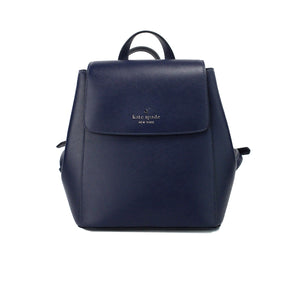 Kate Spade Madison Bolso tipo mochila mediano de cuero saffiano azul marino con solapa y hombro