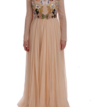 Dolce &amp; Gabbana Elegant Floral Embroidered Silk Maxi Dress