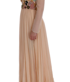 Dolce &amp; Gabbana Elegant Floral Embroidered Silk Maxi Dress