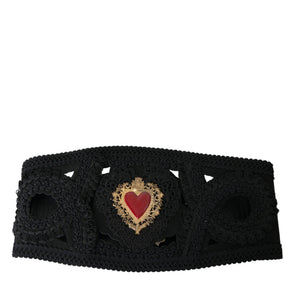 Dolce &amp; Gabbana Black Canvas Embellished Waist Women Belt