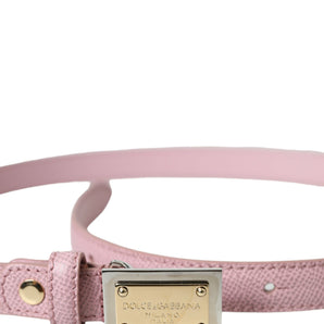 Dolce & Gabbana Pink Leather Gold Square Metal Buckle Belt