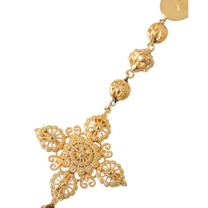 Dolce &amp; Gabbana Gold Tone Chain Brass Beaded Statement Sicily Necklace