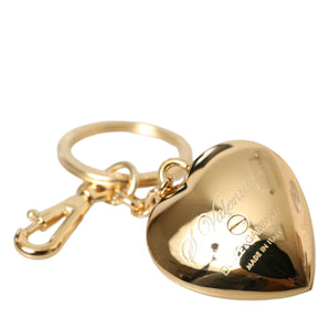 Dolce & Gabbana Metallic Gold Brass Heart Floral Pendant Keychain Keyring