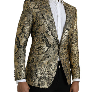 Dolce &amp; Gabbana Gold SICILY Jacquard Single Breasted Coat Blazer