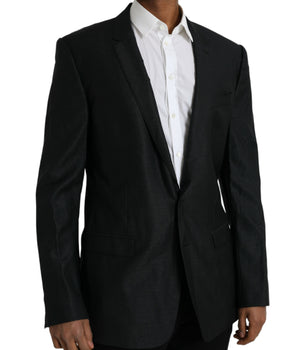 Dolce & Gabbana Black Wool Notch SingleBreasted Coat Blazer