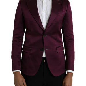 Dolce &amp; Gabbana Maroon Silk Single Breasted Coat Blazer