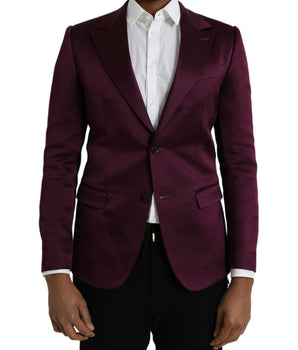 Dolce & Gabbana Maroon Silk Single Breasted Coat Blazer