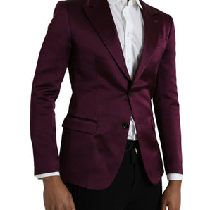 Dolce & Gabbana Maroon Silk Single Breasted Coat Blazer