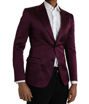 Dolce & Gabbana Maroon Silk Single Breasted Coat Blazer