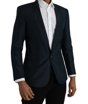 Dolce & Gabbana Blue GOLD Notch Single Breasted Coat Blazer