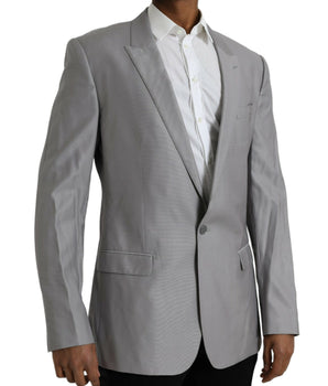 Dolce & Gabbana Gray Wool Peak Single Breasted Coat Blazer