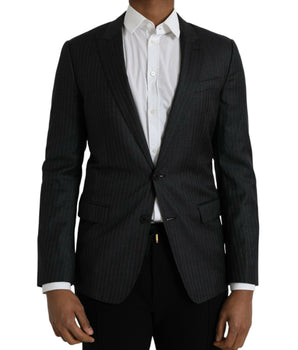 Dolce & Gabbana Black Stripe MARTINI Single Breasted Coat Blazer