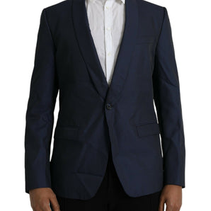 Dolce &amp; Gabbana Blue MARTINI Shawl Single Breasted Blazer